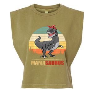 Mamasaurus T Rex Dinosaur Funny Mama Saurus Family Matching Sweat Garment-Dyed Women's Muscle Tee