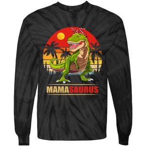 Mamasaurus T Rex Dinosaur Funny Mama Saurus Family Matching Tie-Dye Long Sleeve Shirt