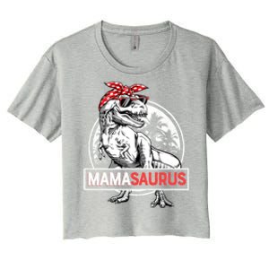 Mamasaurus T Rex Dinosaur Funny Mama Saurus MotherS Family Gift Women's Crop Top Tee