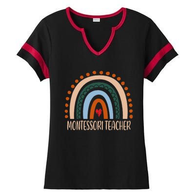 Montessori Teacher Rainbow Appreciation Day Back To School Ladies Halftime Notch Neck Tee