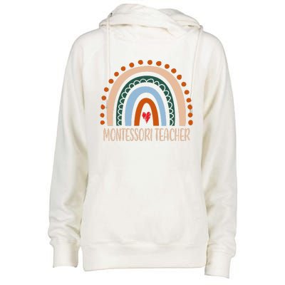 Montessori Teacher Rainbow Appreciation Day Back To School Womens Funnel Neck Pullover Hood