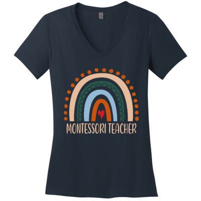 Montessori Teacher Rainbow Appreciation Day Back To School Women's V-Neck T-Shirt