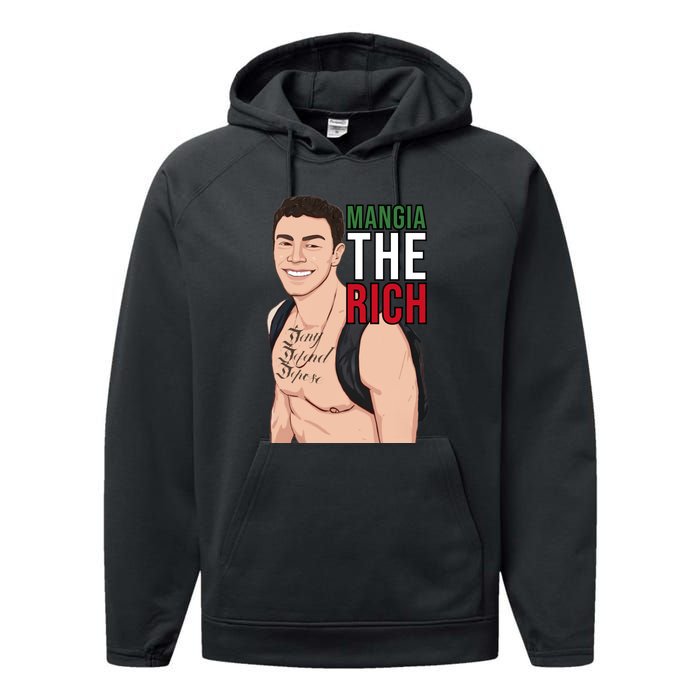 Mangia The Rich Luigi Deny Defend Depose Tattoo Thirst Trap Performance Fleece Hoodie