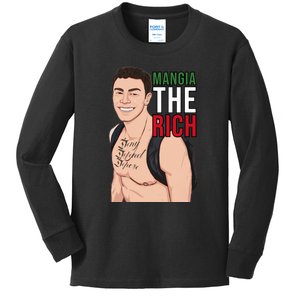 Mangia The Rich Luigi Deny Defend Depose Tattoo Thirst Trap Kids Long Sleeve Shirt