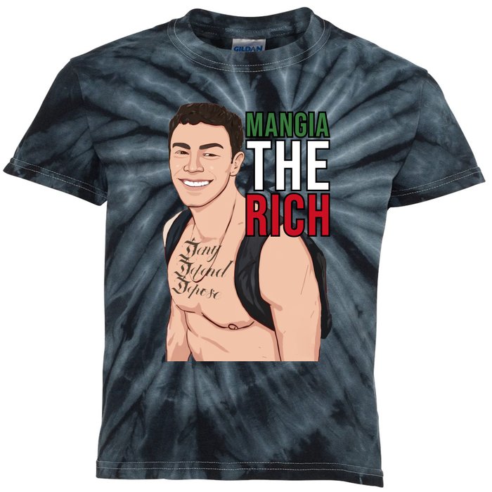 Mangia The Rich Luigi Deny Defend Depose Tattoo Thirst Trap Kids Tie-Dye T-Shirt