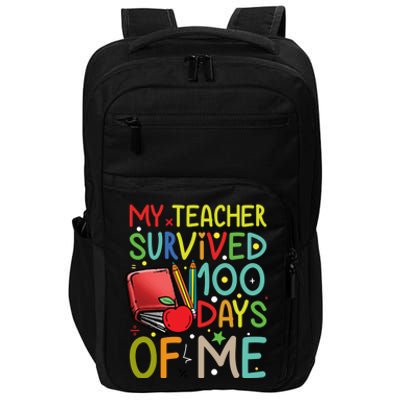 My Teacher Survived 100 Days Of Me Funny School Gift Impact Tech Backpack