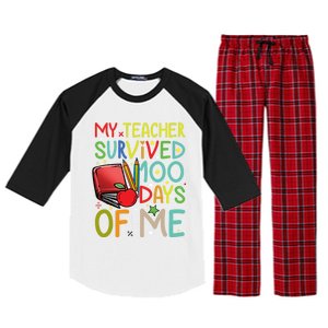 My Teacher Survived 100 Days Of Me Funny School Gift Raglan Sleeve Pajama Set