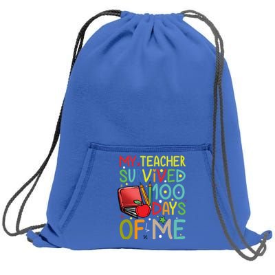 My Teacher Survived 100 Days Of Me Funny School Gift Sweatshirt Cinch Pack Bag