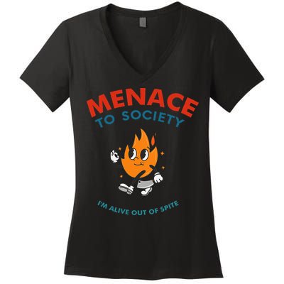 Menace To Society IM Alive Out Of Spite Apparel Women's V-Neck T-Shirt