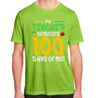 My Teacher Survived 100 Days Of Me Funny School Gift Adult ChromaSoft Performance T-Shirt