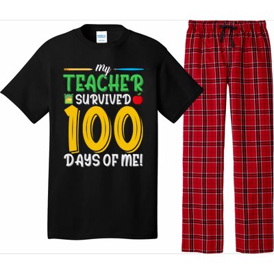 My Teacher Survived 100 Days Of Me Funny School Gift Pajama Set