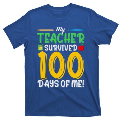 My Teacher Survived 100 Days Of Me Funny School Gift T-Shirt