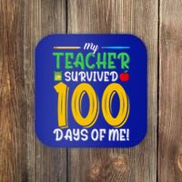 My Teacher Survived 100 Days Of Me Funny School Gift Coaster