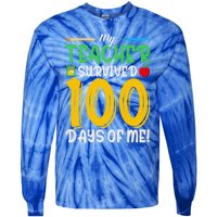 My Teacher Survived 100 Days Of Me Funny School Gift Tie-Dye Long Sleeve Shirt