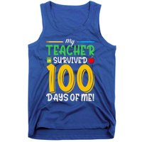 My Teacher Survived 100 Days Of Me Funny School Gift Tank Top