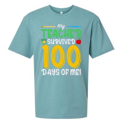 My Teacher Survived 100 Days Of Me Funny School Gift Sueded Cloud Jersey T-Shirt