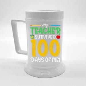 My Teacher Survived 100 Days Of Me Funny School Gift Beer Stein