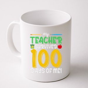 My Teacher Survived 100 Days Of Me Funny School Gift Coffee Mug