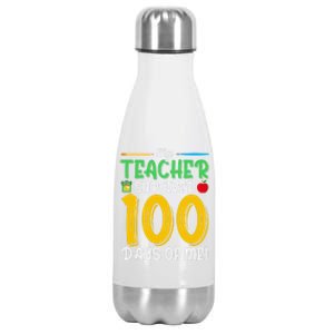 My Teacher Survived 100 Days Of Me Funny School Gift Stainless Steel Insulated Water Bottle