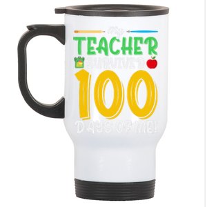 My Teacher Survived 100 Days Of Me Funny School Gift Stainless Steel Travel Mug