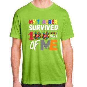 My Teacher Survived 100 Days Of Me Funny Students Gift Adult ChromaSoft Performance T-Shirt