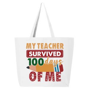 My Teacher Survived 100 Days Of Me Funny Student 100 Days Funny Gift 25L Jumbo Tote