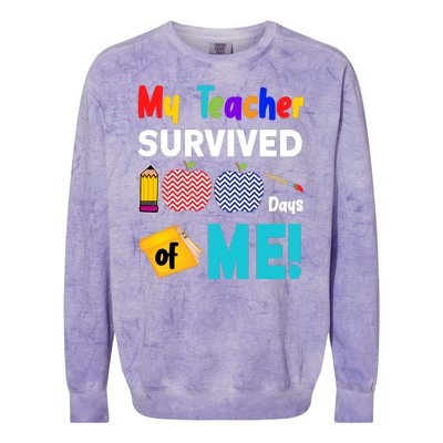 My Teacher Survived 100 Days Of Me Colorblast Crewneck Sweatshirt