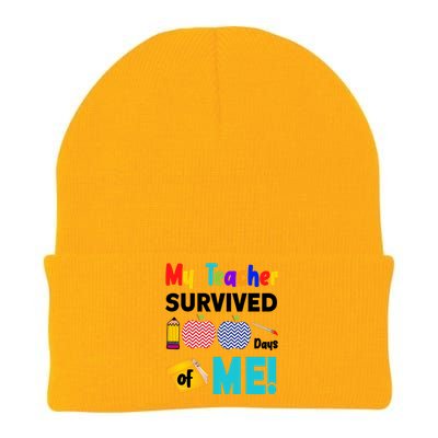 My Teacher Survived 100 Days Of Me Knit Cap Winter Beanie