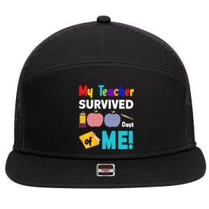 My Teacher Survived 100 Days Of Me 7 Panel Mesh Trucker Snapback Hat