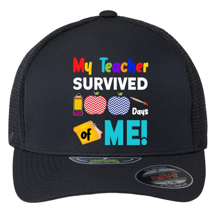 My Teacher Survived 100 Days Of Me Flexfit Unipanel Trucker Cap