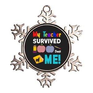 My Teacher Survived 100 Days Of Me Metallic Star Ornament