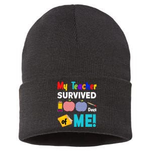 My Teacher Survived 100 Days Of Me Sustainable Knit Beanie