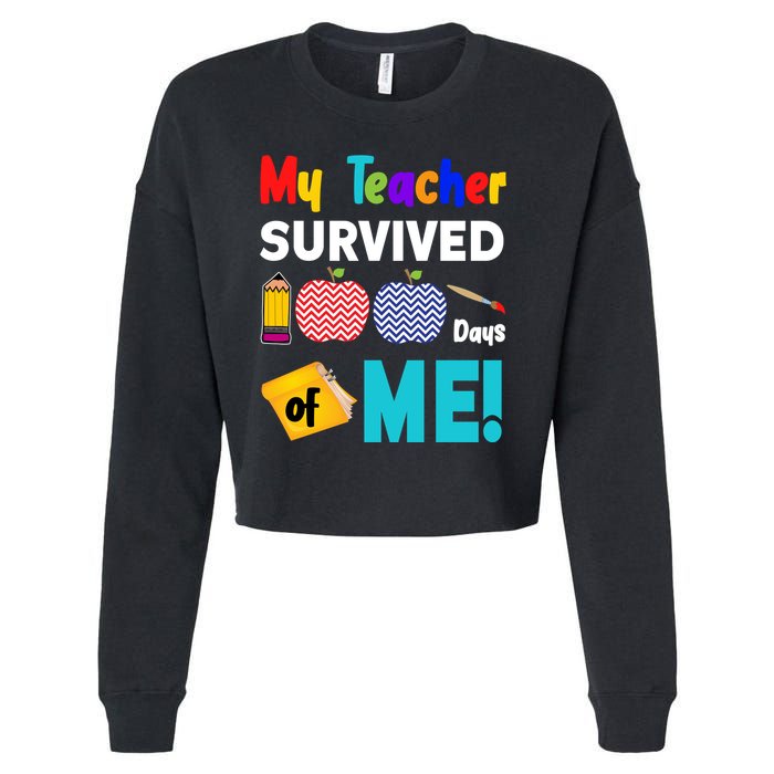 My Teacher Survived 100 Days Of Me Cropped Pullover Crew