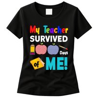 My Teacher Survived 100 Days Of Me Womens T-Shirt