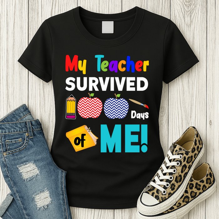 My Teacher Survived 100 Days Of Me Womens T-Shirt