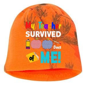 My Teacher Survived 100 Days Of Me Kati - Camo Knit Beanie