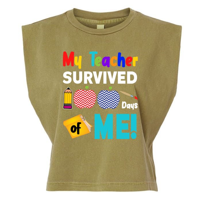 My Teacher Survived 100 Days Of Me Garment-Dyed Women's Muscle Tee