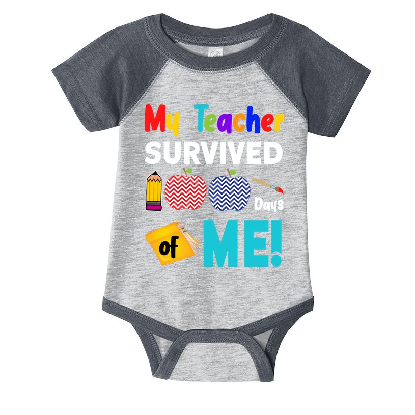 My Teacher Survived 100 Days Of Me Infant Baby Jersey Bodysuit