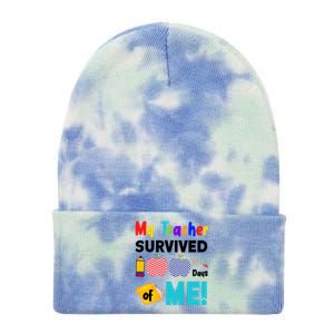 My Teacher Survived 100 Days Of Me Tie Dye 12in Knit Beanie