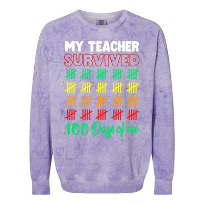 My Teacher Survived 100 Days of Me School Funny Costume Colorblast Crewneck Sweatshirt