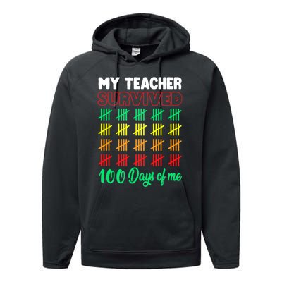 My Teacher Survived 100 Days of Me School Funny Costume Performance Fleece Hoodie