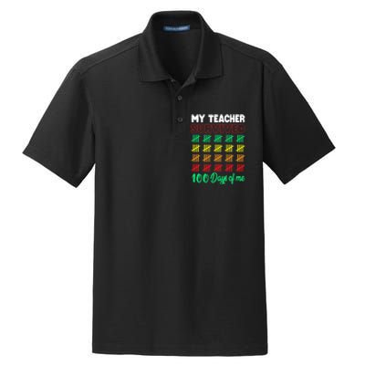 My Teacher Survived 100 Days of Me School Funny Costume Dry Zone Grid Polo