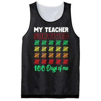 My Teacher Survived 100 Days of Me School Funny Costume Mesh Reversible Basketball Jersey Tank