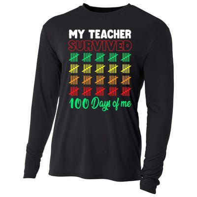 My Teacher Survived 100 Days of Me School Funny Costume Cooling Performance Long Sleeve Crew