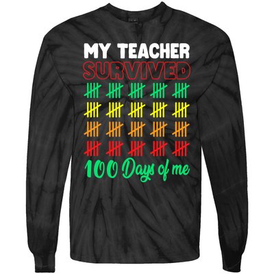 My Teacher Survived 100 Days of Me School Funny Costume Tie-Dye Long Sleeve Shirt