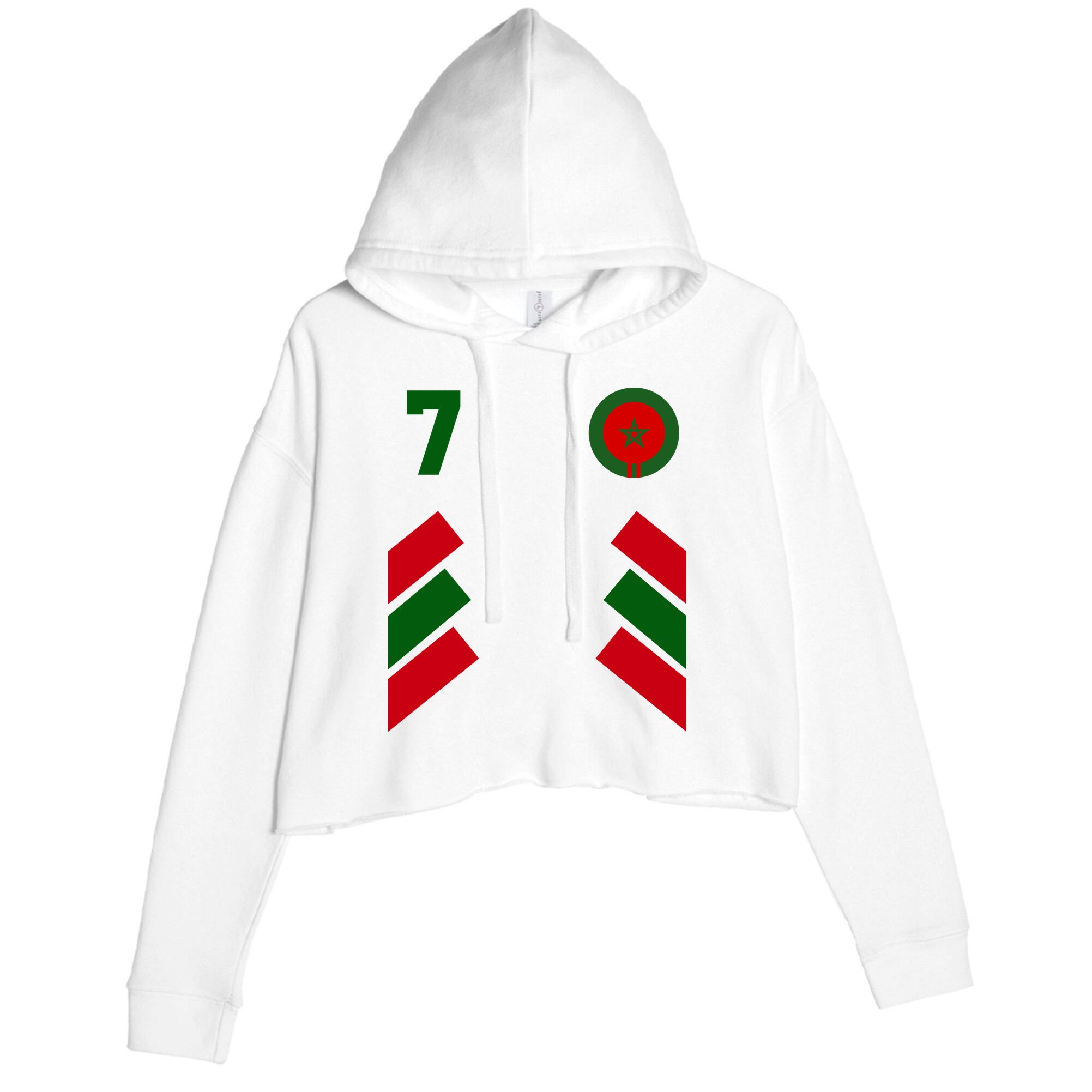 Morocco Team Sport Number 7 Crop Fleece Hoodie