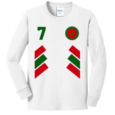 Morocco Team Sport Number 7 Kids Long Sleeve Shirt