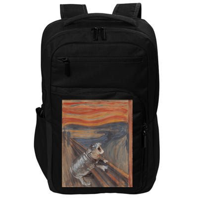 Moodeng The Scream Parody Funny Moodeng Art Baby Hippo Impact Tech Backpack