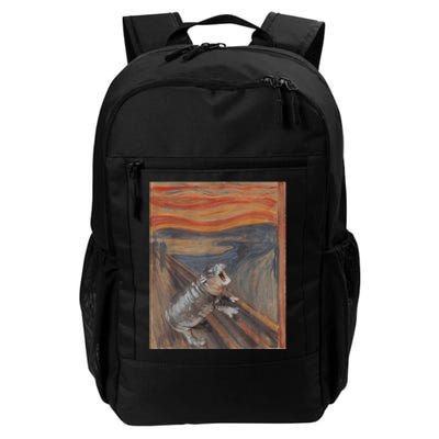 Moodeng The Scream Parody Funny Moodeng Art Baby Hippo Daily Commute Backpack