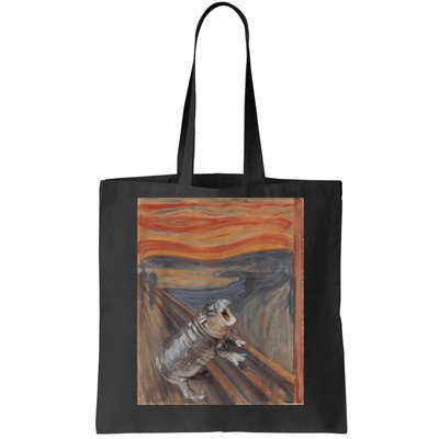 Moodeng The Scream Parody Funny Moodeng Art Baby Hippo Tote Bag